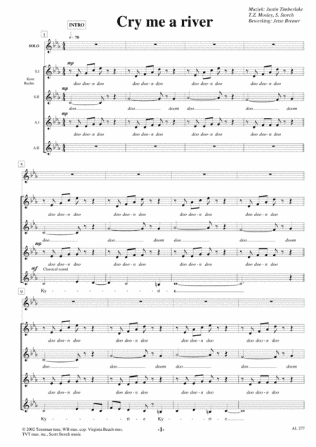 Cry Me A River (arr. Jetse Bremer)