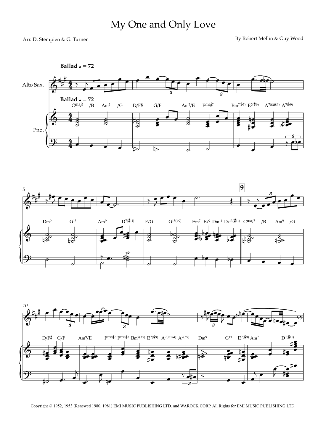 My One And Only Love (arr. Debra E. Stempien, Gregory H. Turner)