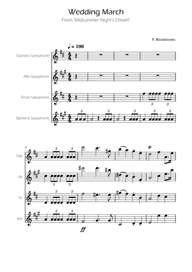 Wedding March - Saxophone quartet - F.Mendelssohn (arr. Ygor Nunes)