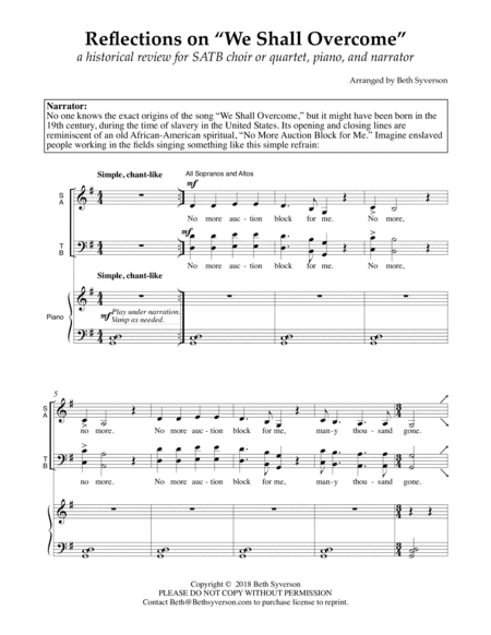 Reflections on "We Shall Overcome" (arr. Beth Syverson)