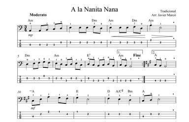 Christmas Carols for Bass: A la Nanita Nana (arr. Javier Marcó)
