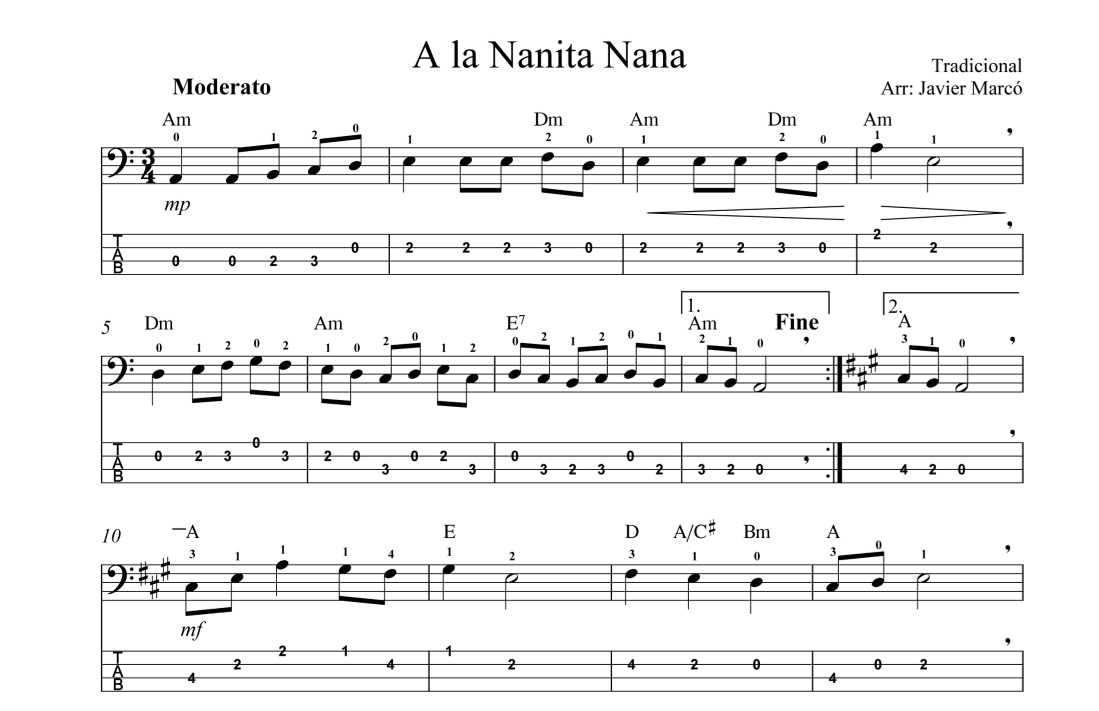 Christmas Carols for Bass: A la Nanita Nana (arr. Javier Marcó)