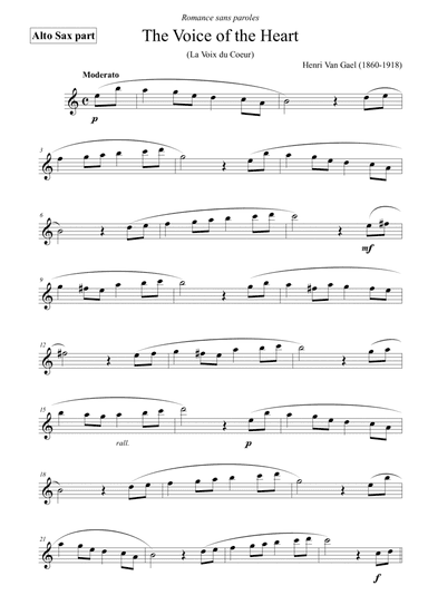 The voice of the heart (La Voix du Coeur) - for alto sax (arr. Passoni Music)