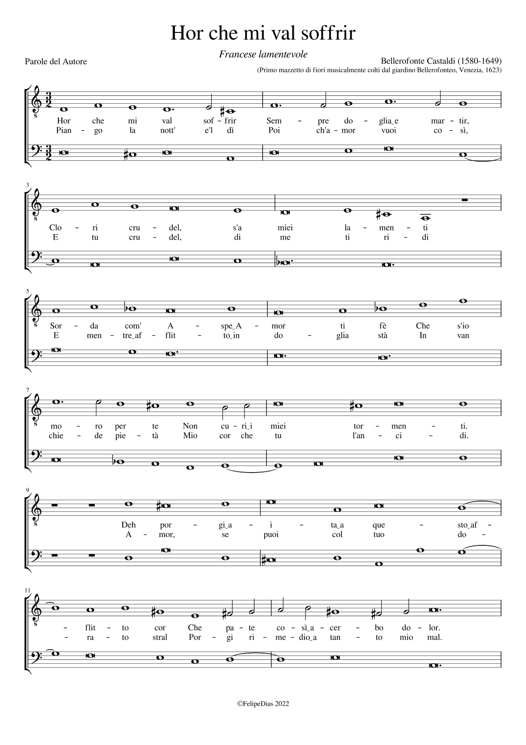 Francese lamentevole: Hor che mi val soffrir (arr. Early Music Scores)