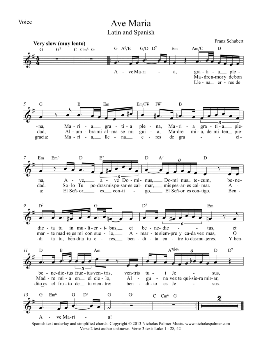 Ave Maria - Latin and Spanish texts (arr. Nicholas Palmer)