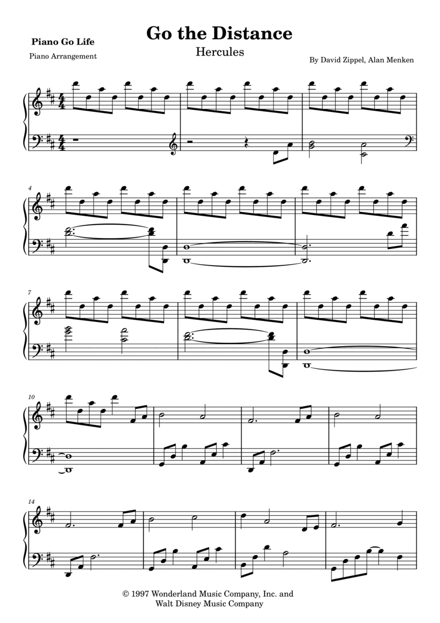 Go The Distance (arr. Piano Go Life)