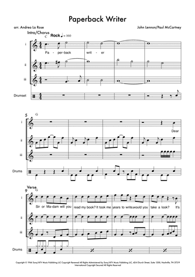 Paperback Writer (arr. Andrea La Rose)