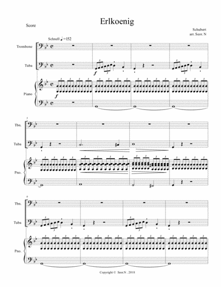Erlkoenig for Trumbone, Tuba, Piano