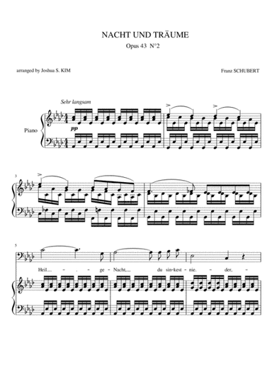 Nacht und Träume for Cello and Piano (arr. Joshua S. Kim)