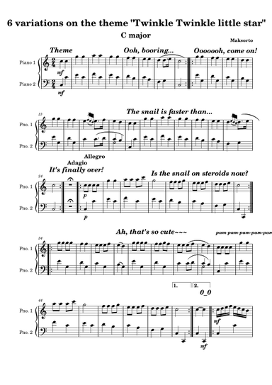 6 variations on the theme "Twinkle Twinkle Little Star"