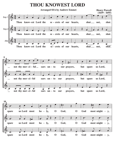 Thou Knowest Lord A Cappella SSA (arr. Andrew Emmet)