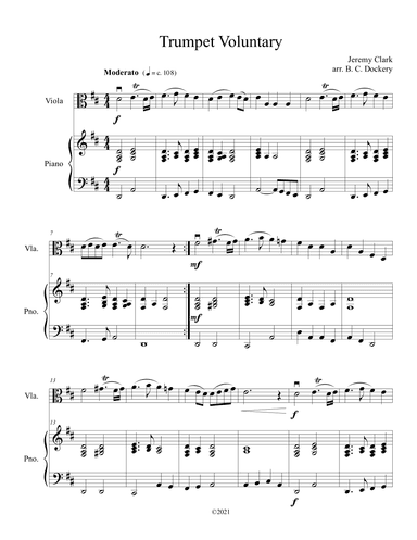 Trumpet Voluntary (Viola Solo with Piano Accompaniment) (arr. B. C. Dockery)