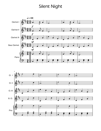 Silent Night - Clarinet Quartet w/ Piano (arr. Ygor Nunes)