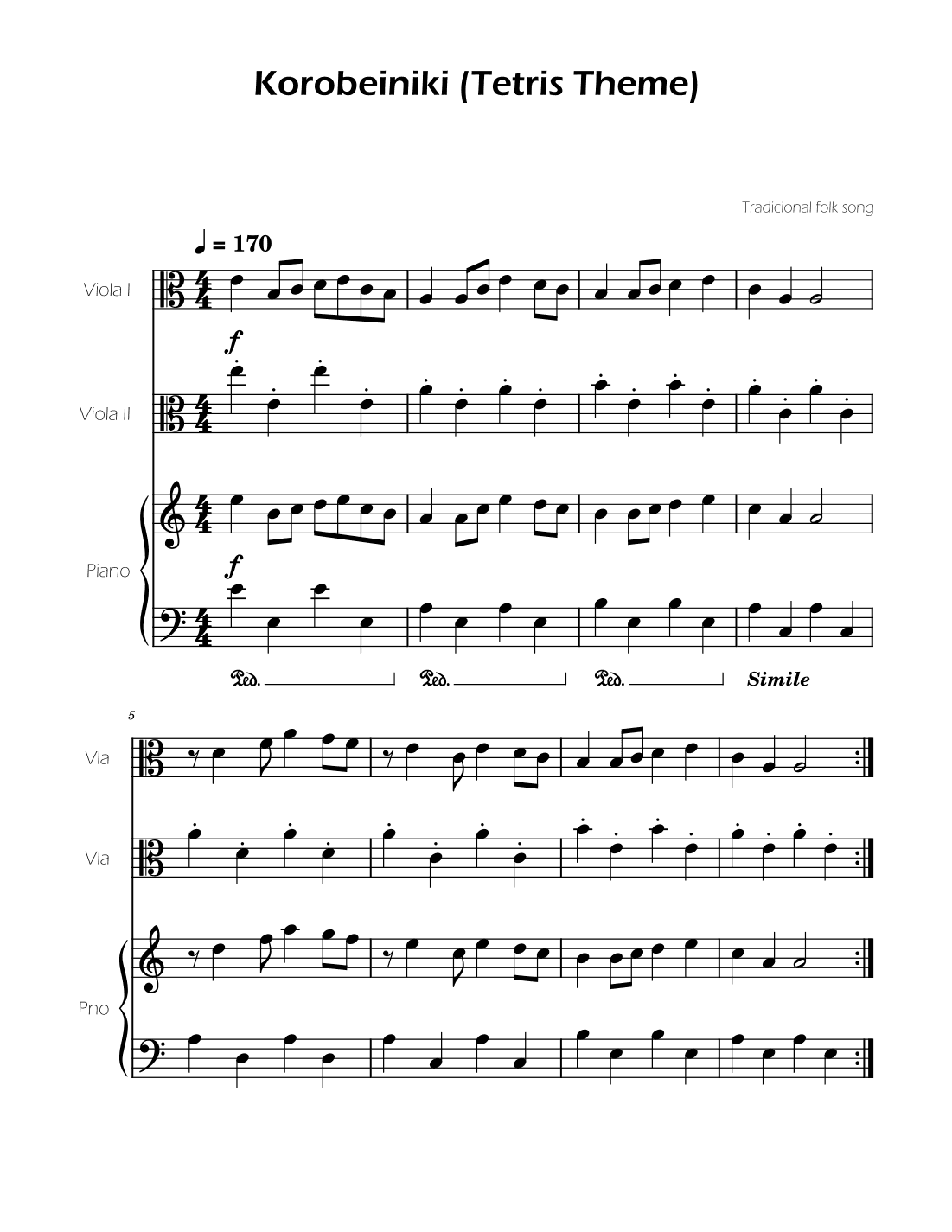 Tetris Theme for Viola Duet (arr. Ygor Nunes)