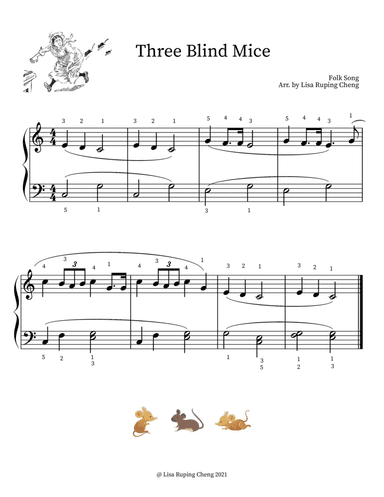 Three Blind Mice (Beginner to Level 1) (arr. Lisa Ruping Cheng)