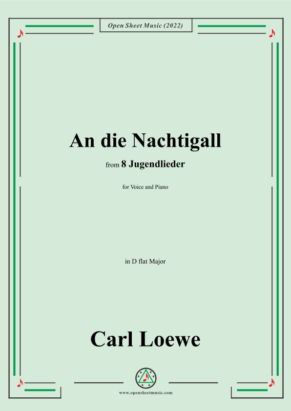 Loewe-An die Nachtigall,in D Major,for Voice and Piano (arr. OSM Press)