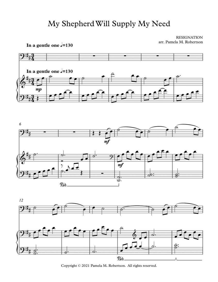 My Shepherd Will Supply My Need - Piano and Cello (arr. Pamela M. Robertson)