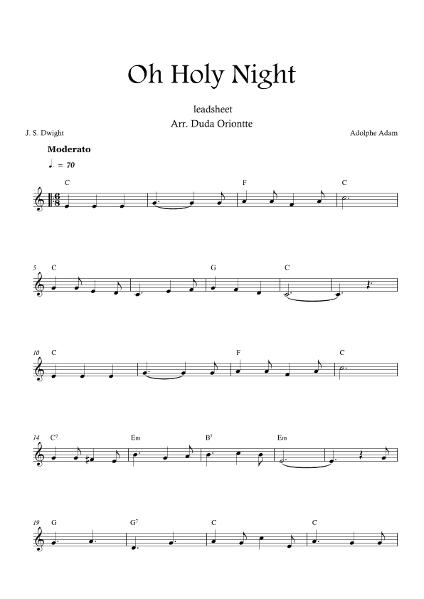 Oh Holy Night (C major - leadhsheet - no lyrics) (arr. Duda Oriontte)