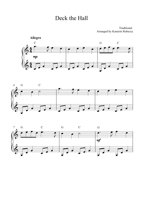 Deck the Hall (arr. Kaiserin Rebecca)