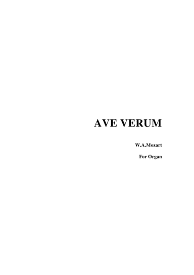AVE VERUM - W.A.Mozart - Arr. for Organ (arr. R.Tagliabue)