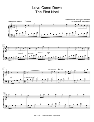 Love Came Down/The First Noel (piano) (arr. Ellen Foncannon Stephenson)