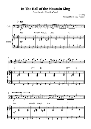 In the Hall of the Mountain King (for cello solo w/ piano accompaniment) (arr. Rodrigo Faleiros)