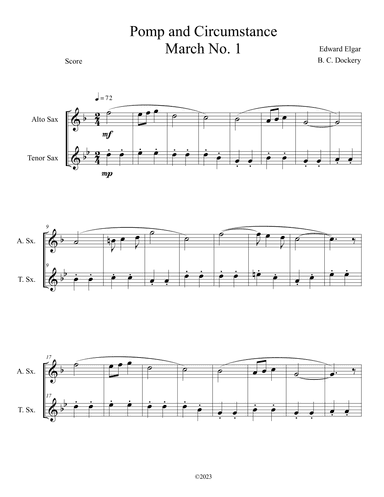 Pomp and Circumstance (Alto and Tenor Sax Duet) (arr. B. C. Dockery)