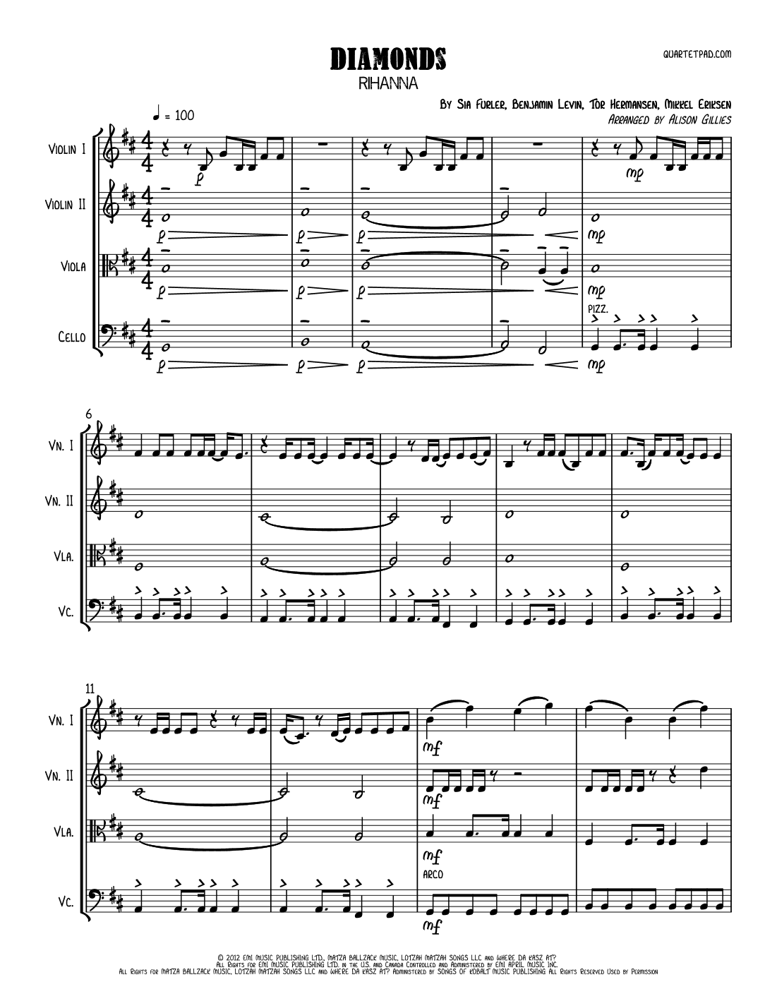 Diamonds (arr. Alison Gillies)