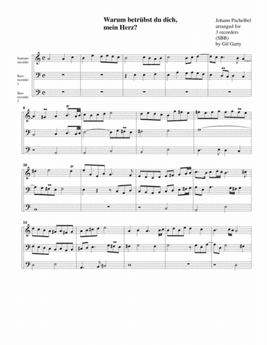 Varum betruebst du dich, mein Herz? (arrangement for 3 recorders) (arr. Gil Garty)