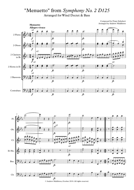 "Menuetto" from Symphony No. 2 arranged for Wind Dectet and Bass (arr. Andrew Middleton)
