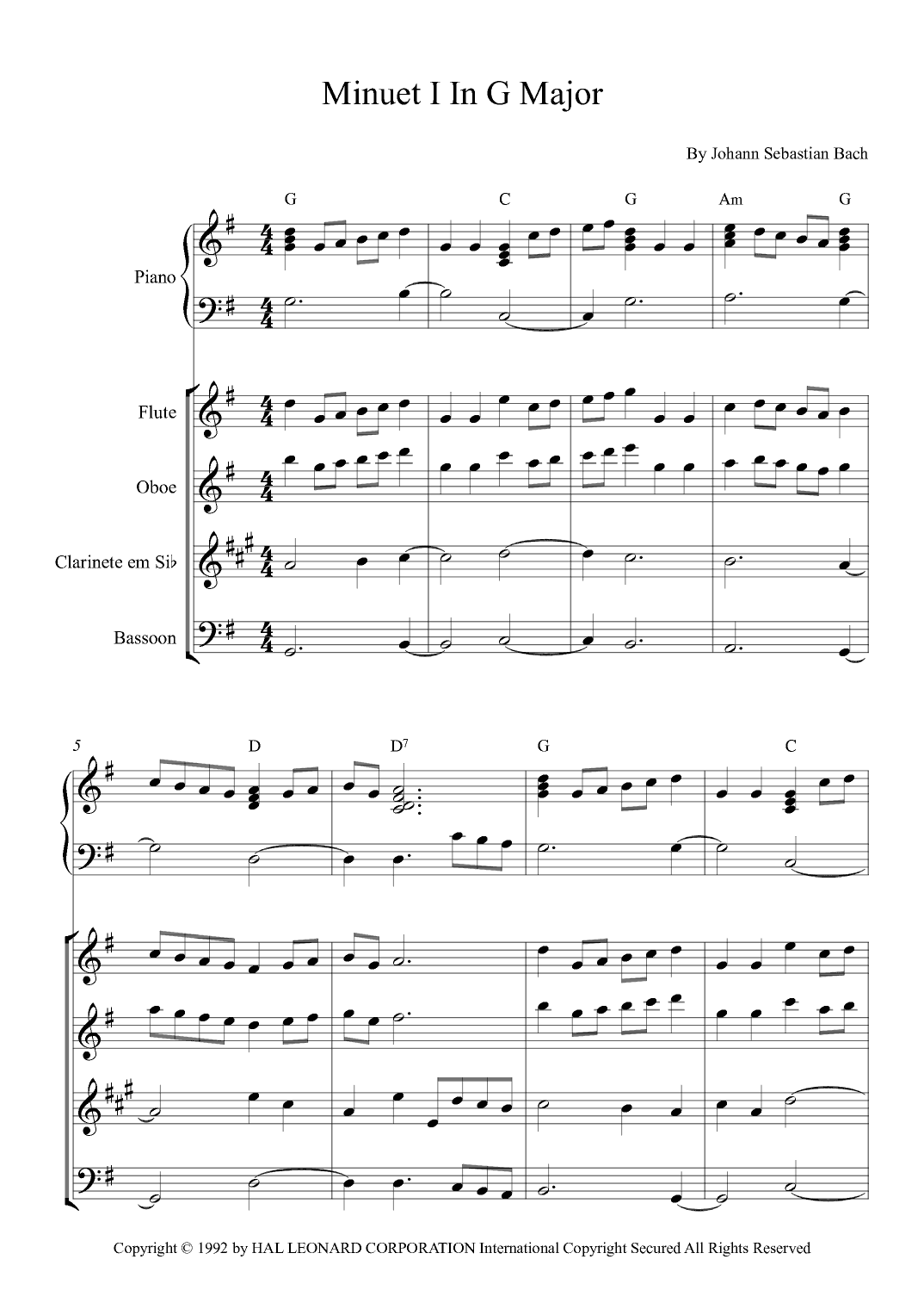 Minuet I In G Major (arr. Fernanda Moura)