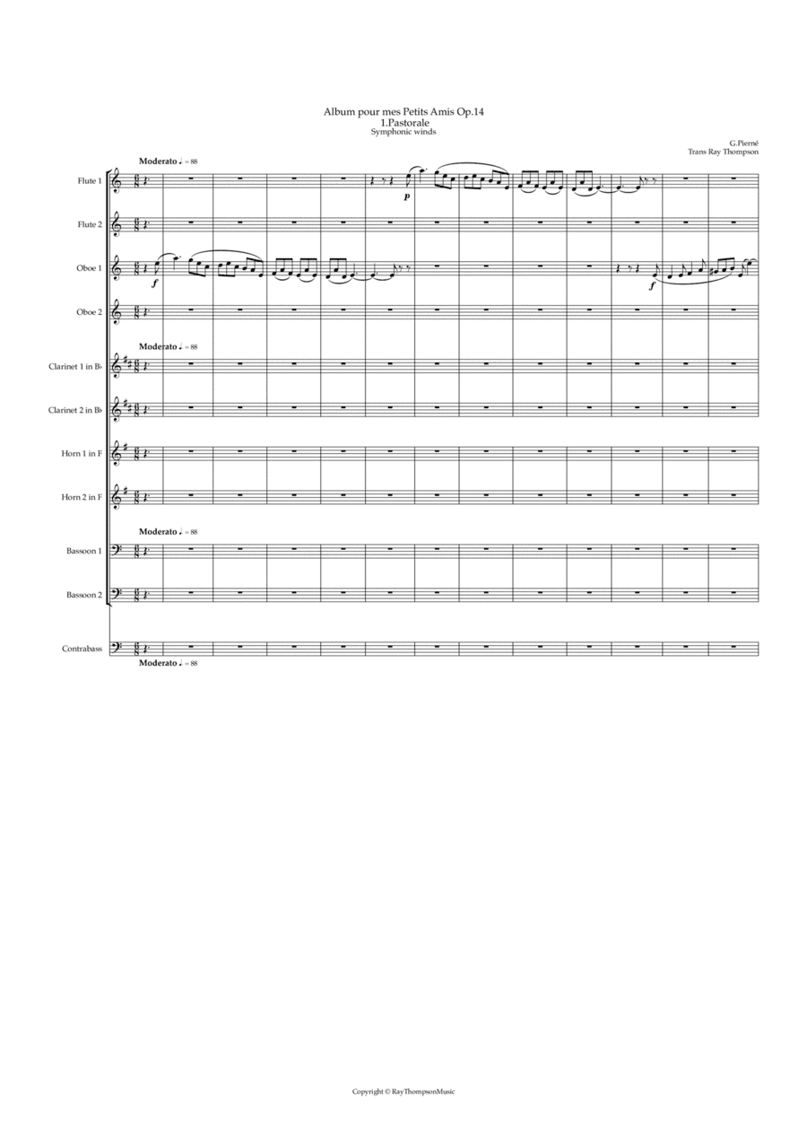 Pierné: Album pour mes Petits Amis Op.14 - 1.Pastorale - symphonic wind dectet (arr. Ray Thompson)