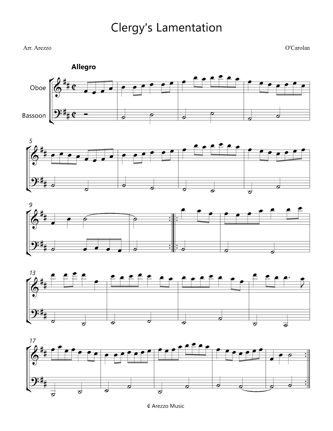Clergy's Lamentation - Oboe and Bassoon (arr. Arezzo Music)