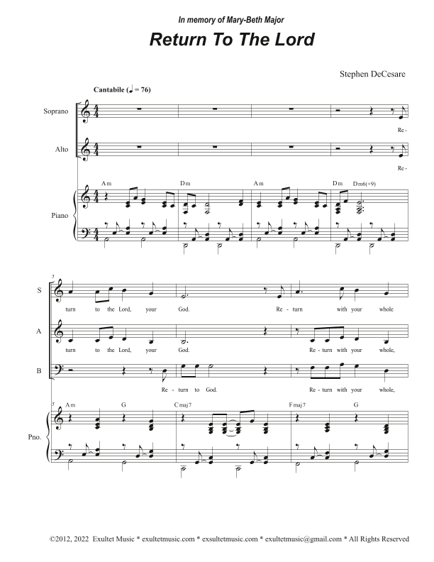 Return To The Lord (Vocal Trio - (SAB)