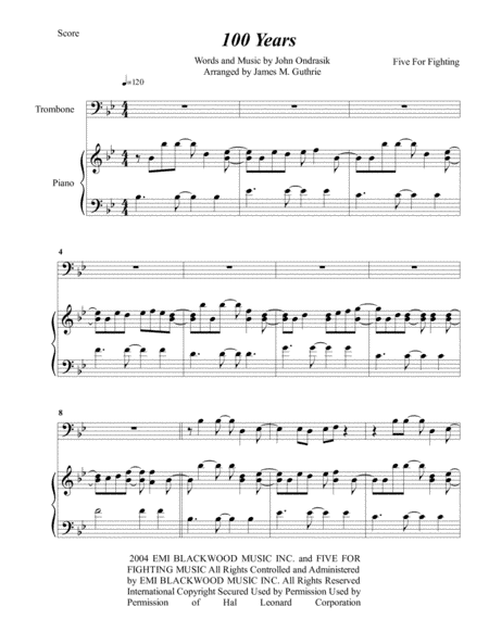 100 Years (arr. James M. Guthrie, ASCAP)