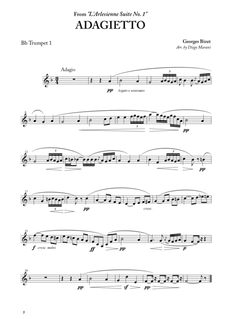 Adagietto from "L'Arlesienne Suite No. 1" for Brass Quintet (arr. Diego Marani)