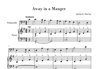 Away in a Manger (Easy Cello and Piano Accompaniment) (arr. Gisele Sant'Ana)