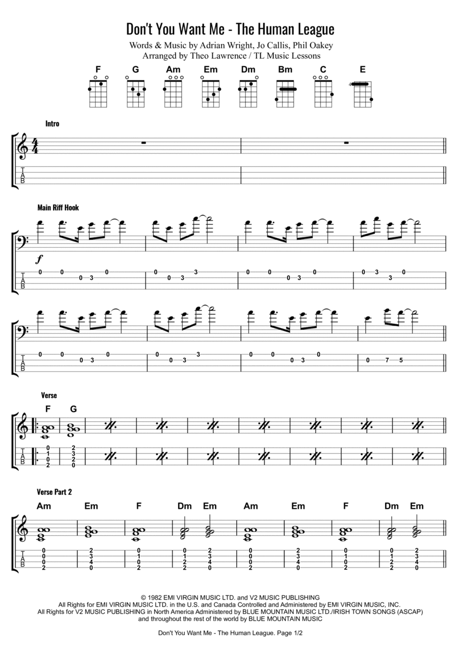 Don't You Want Me (arr. Theo Lawrence / TL Music Lessons)