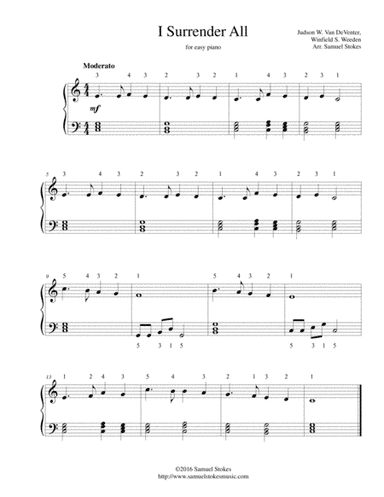 I Surrender All - easy piano (arr. Samuel Stokes)