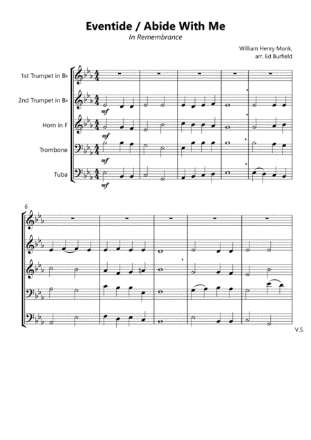 Eventide/Abide With Me (in Remembrance) for Brass Quintet (arr. Edward Burfield)