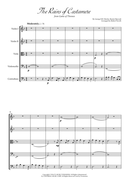 The Rains Of Castamere (arr. Robert Newth)