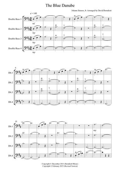 The Blue Danube for Double Bass Quartet (arr. David Burndrett)