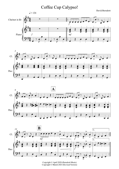 Coffee Cup Calypso! for Clarinet and Piano