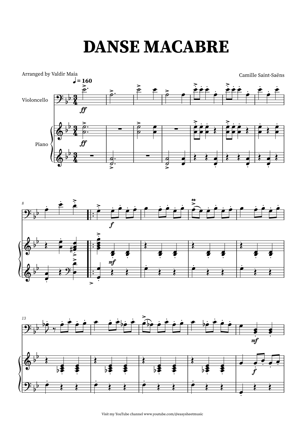 Danse Macabre - Cello and Piano (arr. Valdir Maia)