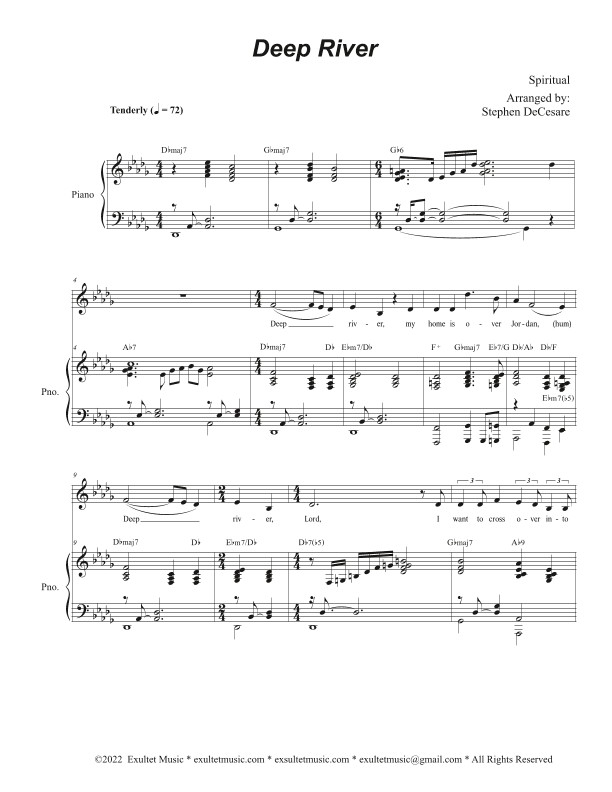 Deep River (Vocal Solo - Low Key) (arr. Stephen DeCesare)