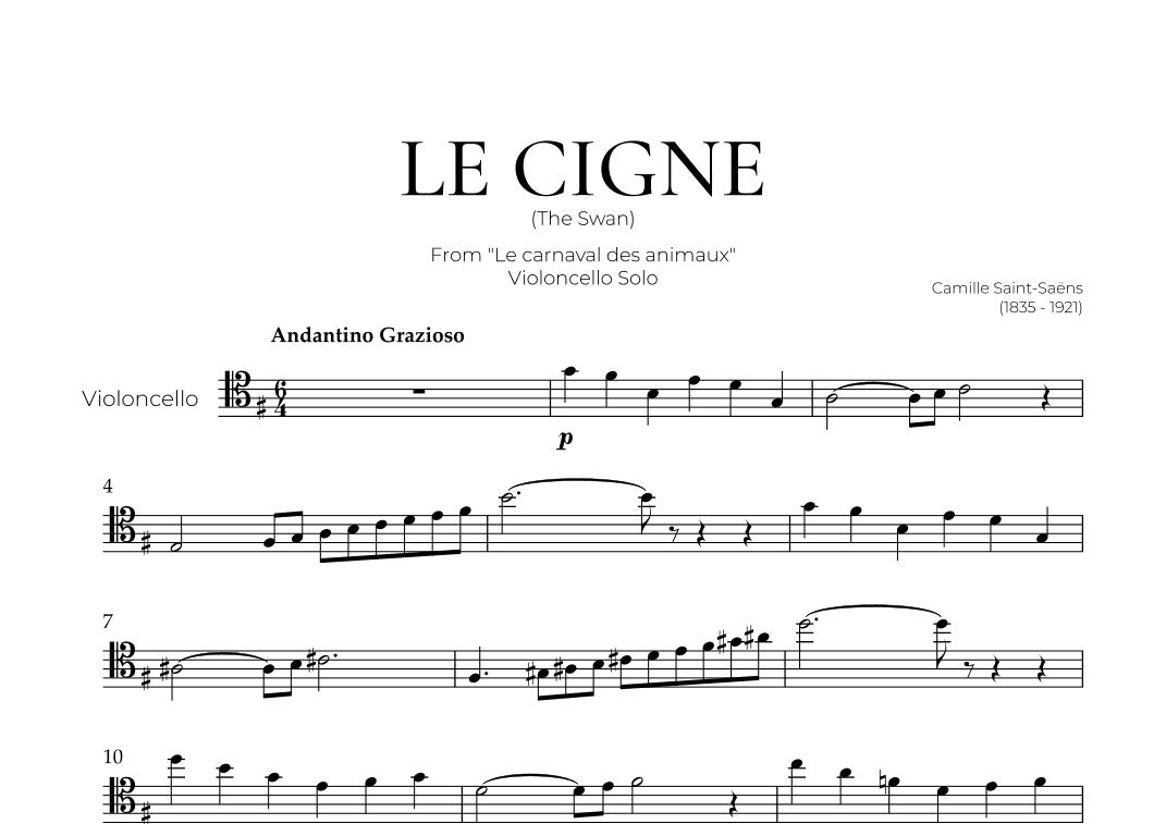 The Swan (Violoncello Solo) - Saint Saens (arr. Pedro Merendi)