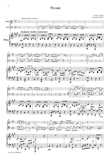 Faure  Pavane, for piano trio, PF001 (arr. FCMUSIC)