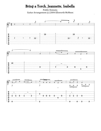 Bring a Torch, Jeannette, Isabella (For Fingerstyle Guitar Tuned Drop D) (arr. Ellsworth McMeen)