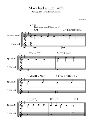Mary had a little lamb (arr. Davi Rocha Campos)
