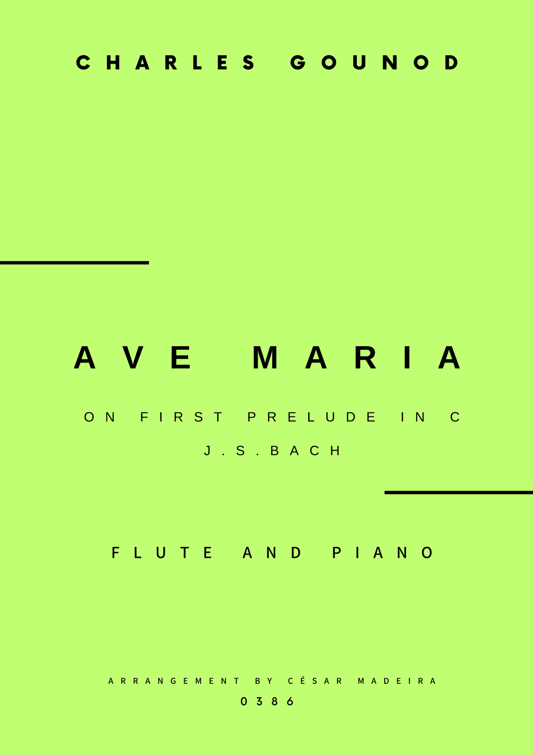 Ave Maria by Bach/Gounod - Flute and Piano (Full Score) (arr. César Madeira)